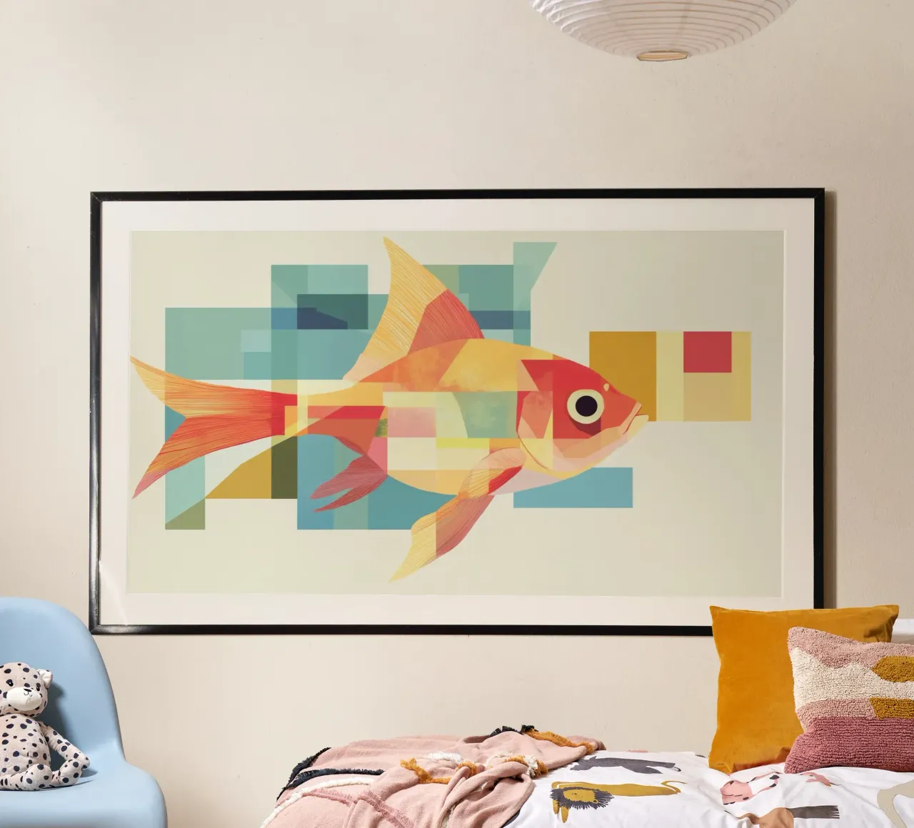 Pesce astratto poster con telaio in plastica da Imagine