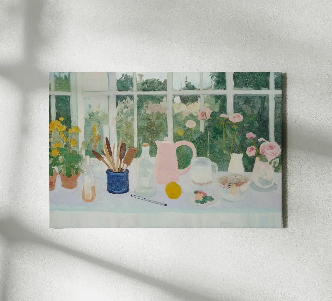 Abstracte Retro Poster, Keuken Print, Bloemsierkunst canvas met Baklijst van Little Lila