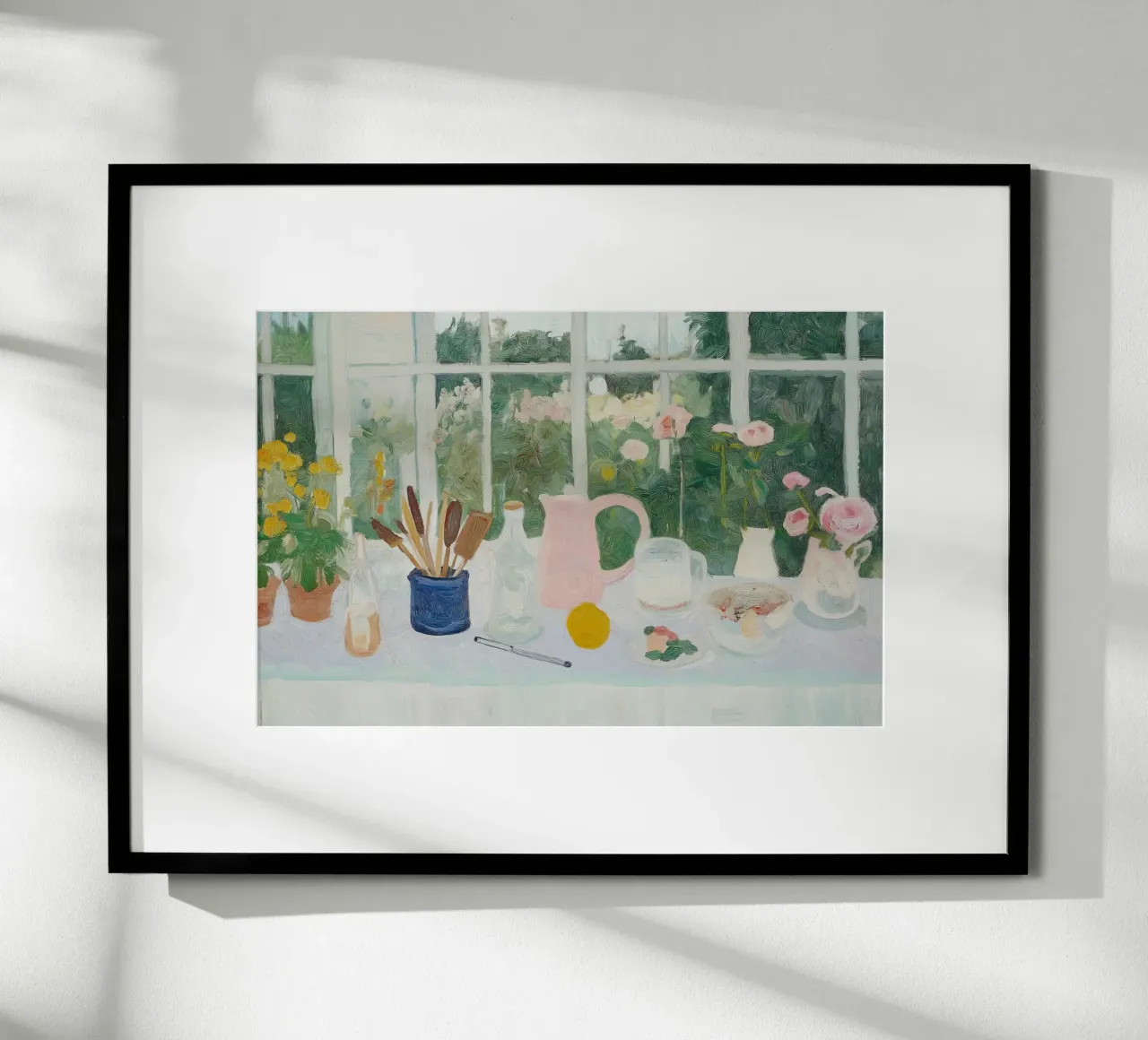 Abstracte Retro Poster, Keuken Print, Bloemsierkunst poster met aluminium frame van Little Lila