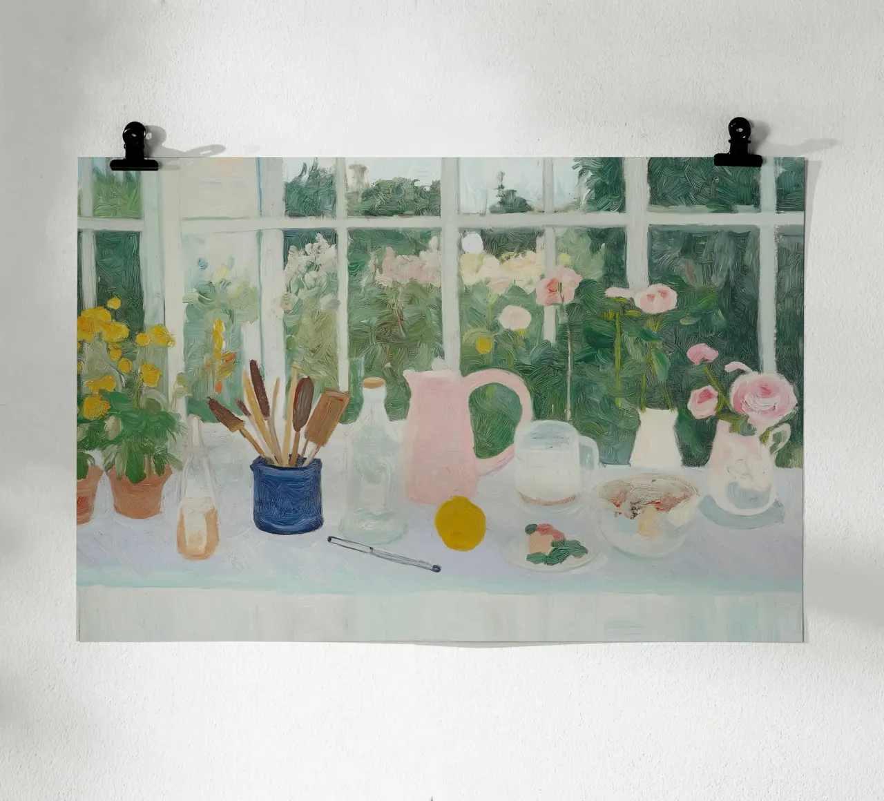 Abstracte Retro Poster, Keuken Print, Bloemsierkunst poster met aluminium frame van Little Lila