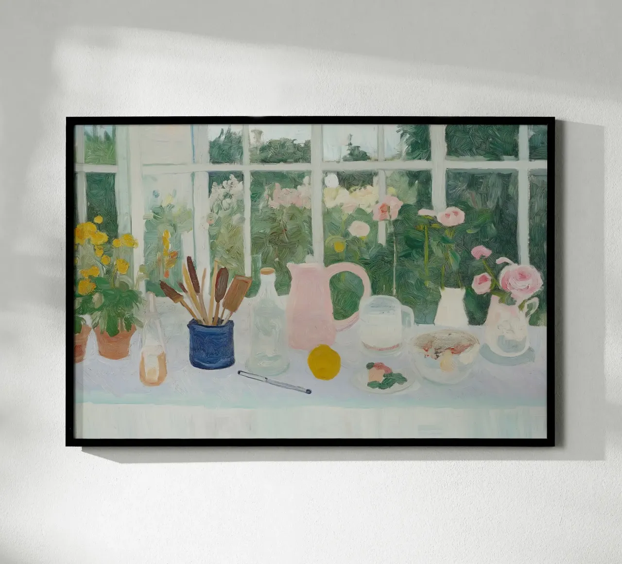Abstracte Retro Poster, Keuken Print, Bloemsierkunst poster met aluminium frame van Little Lila