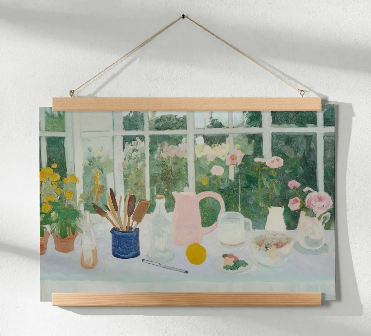 Abstracte Retro Poster, Keuken Print, Bloemsierkunst poster met aluminium frame van Little Lila