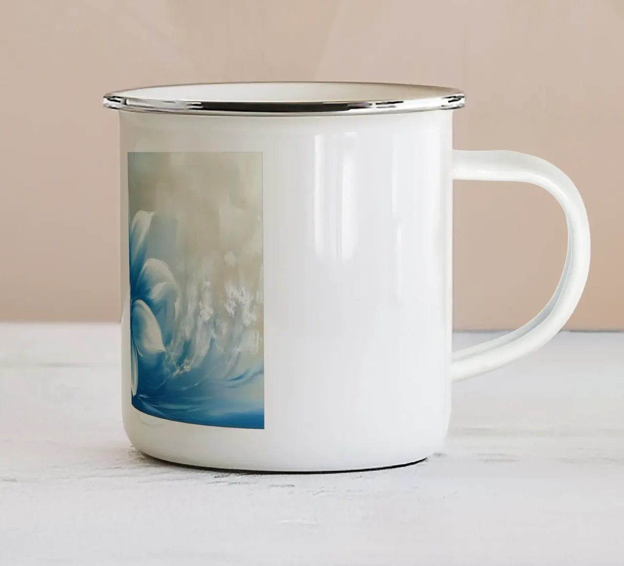 Fiore dai colori blu tazza in smalto da Imagine