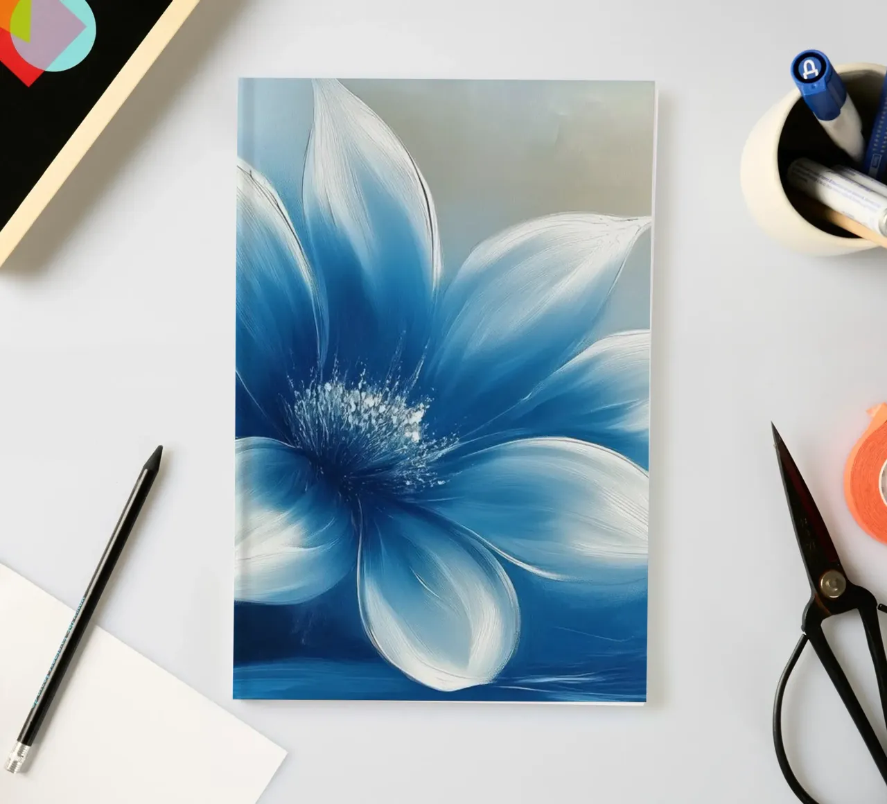 Bloem in blauwe kleuren notitieboek van Imagine