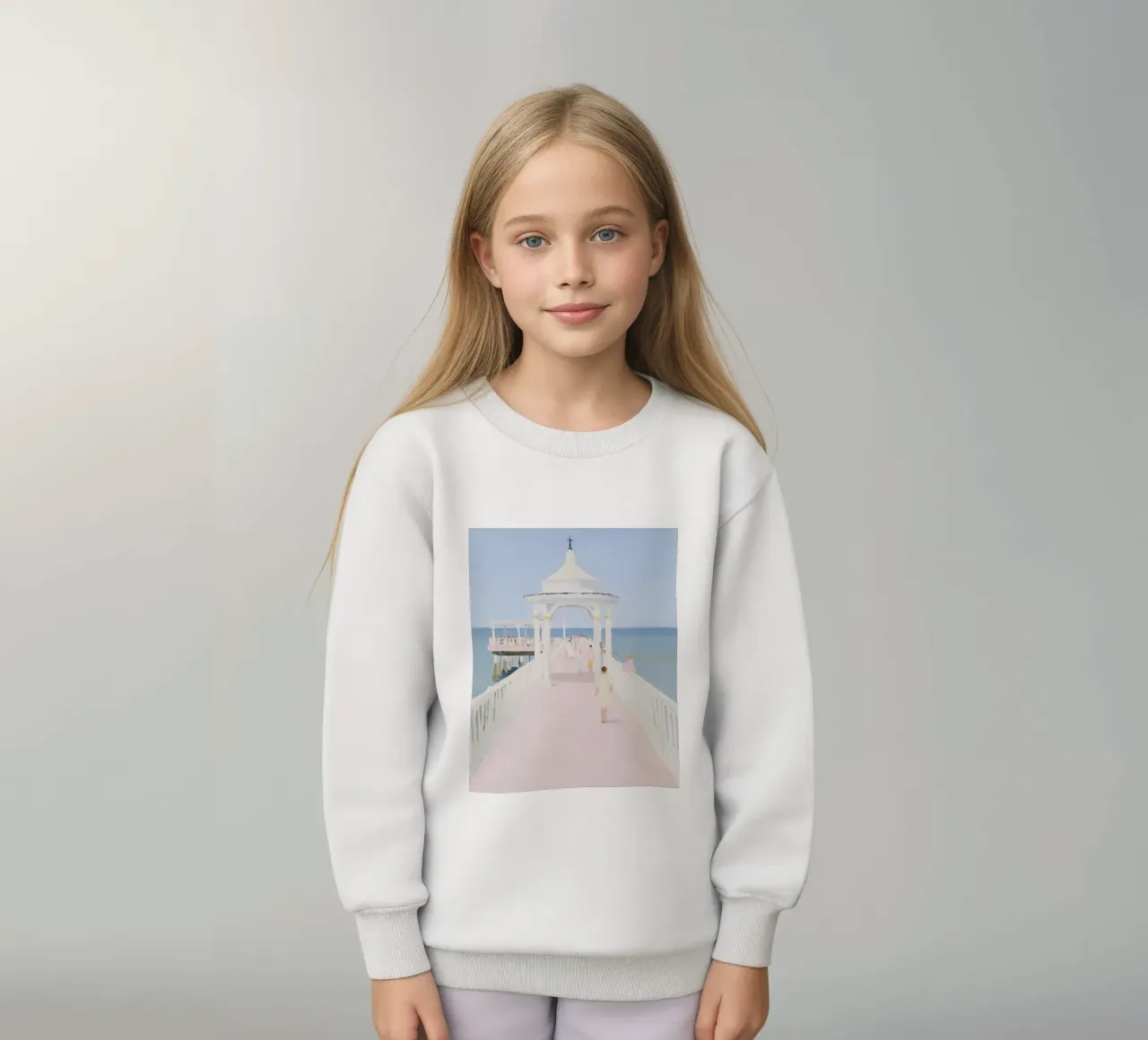 Seaside Print, Beach Poster, Retro Print kids sweatshirt by Little Lila