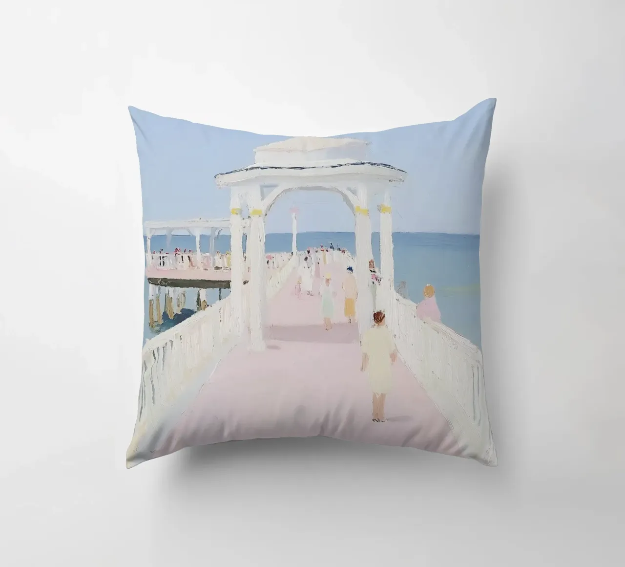 Seaside Print, Beach Poster, Retro Print decorative cushion by Little Lila