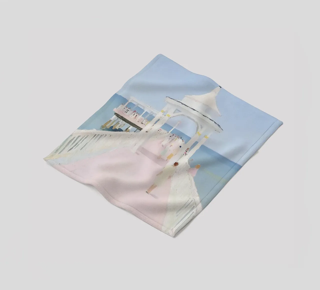 Seaside Print, Strand Poster, Retro Print Fleecedecke von Little Lila