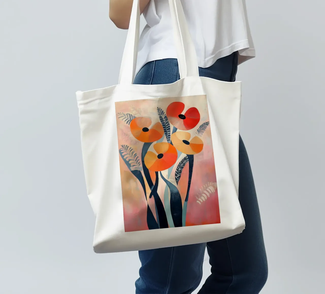 Papaveri astratti borsa in juta da Imagine