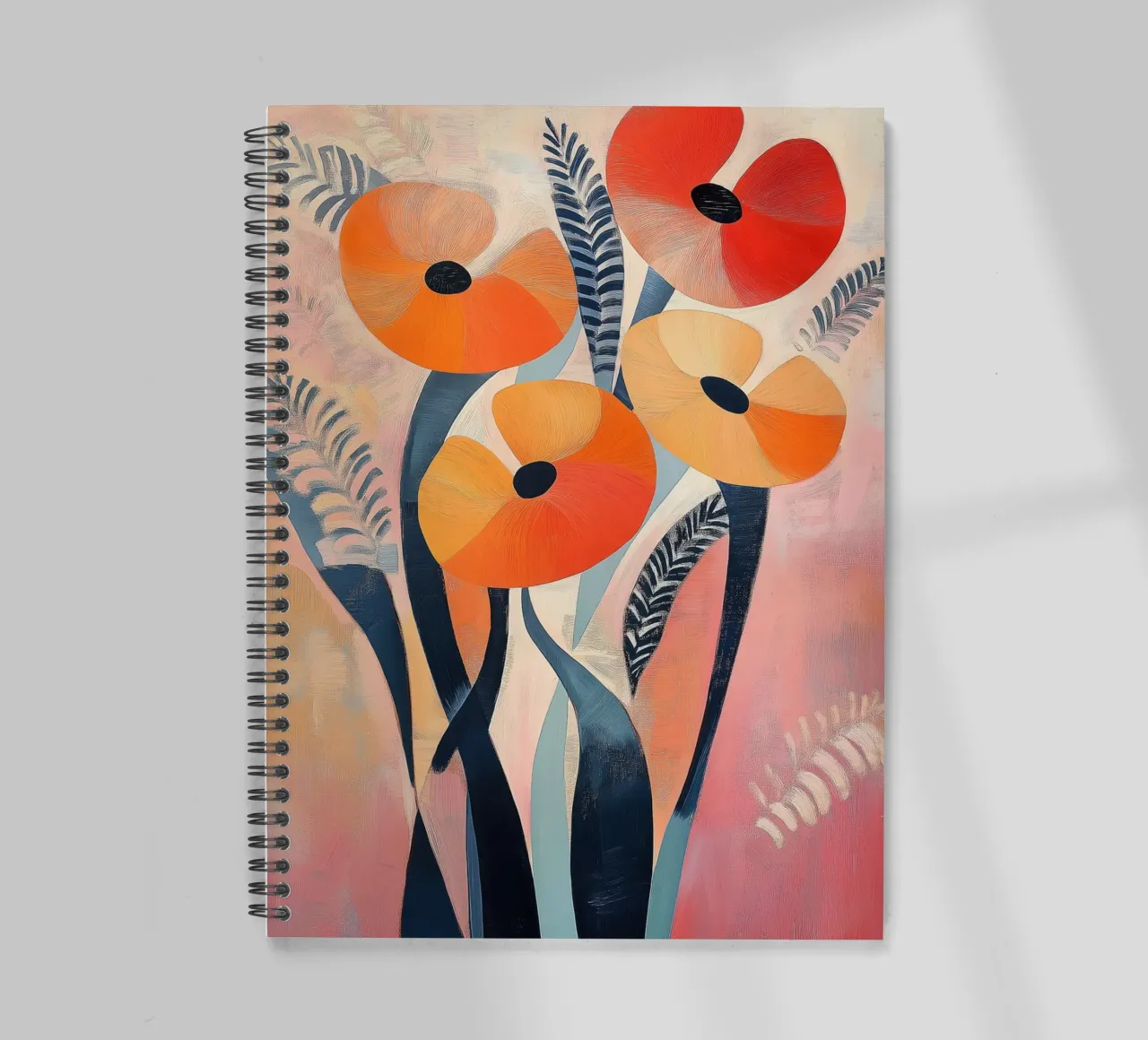 Abstract poppies spiral notebook by Imagine