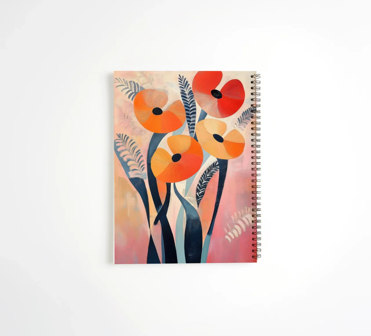 Abstract poppies spiral notebook by Imagine