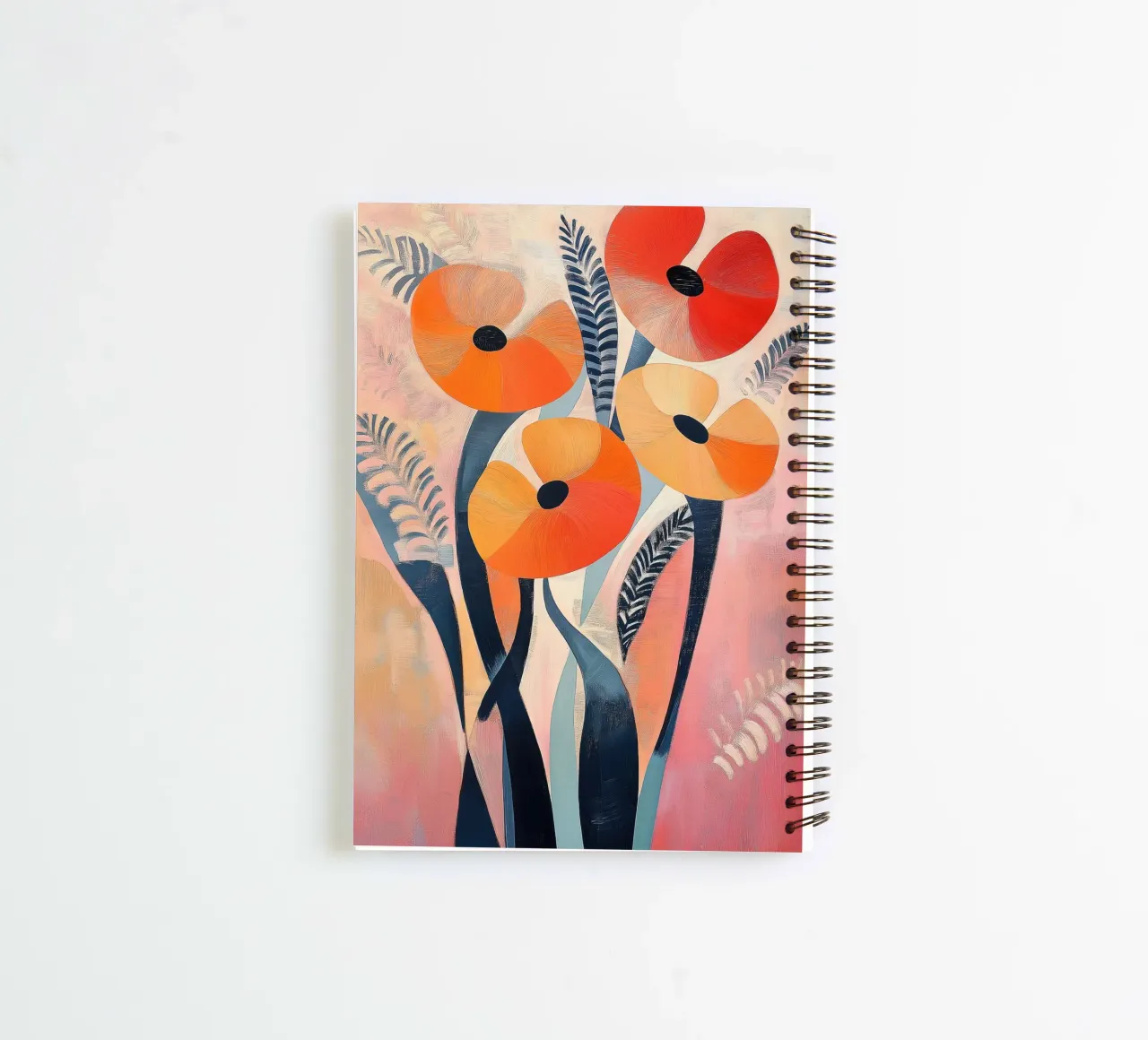 Abstract poppies spiral notebook by Imagine
