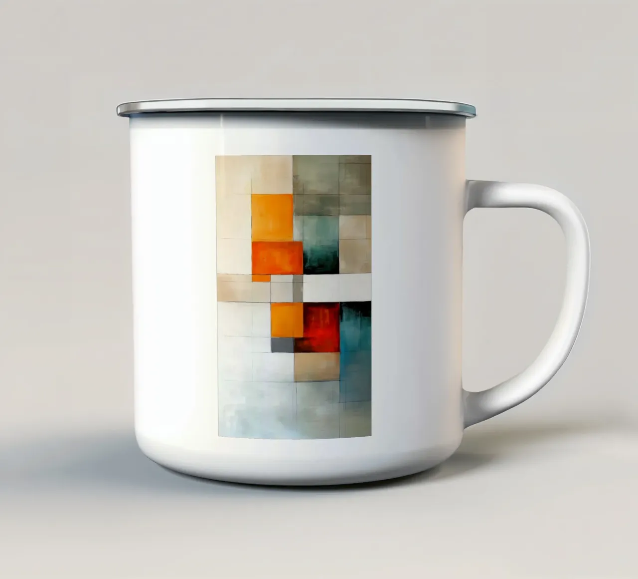 Abstract rectangles enamel mug by Imagine