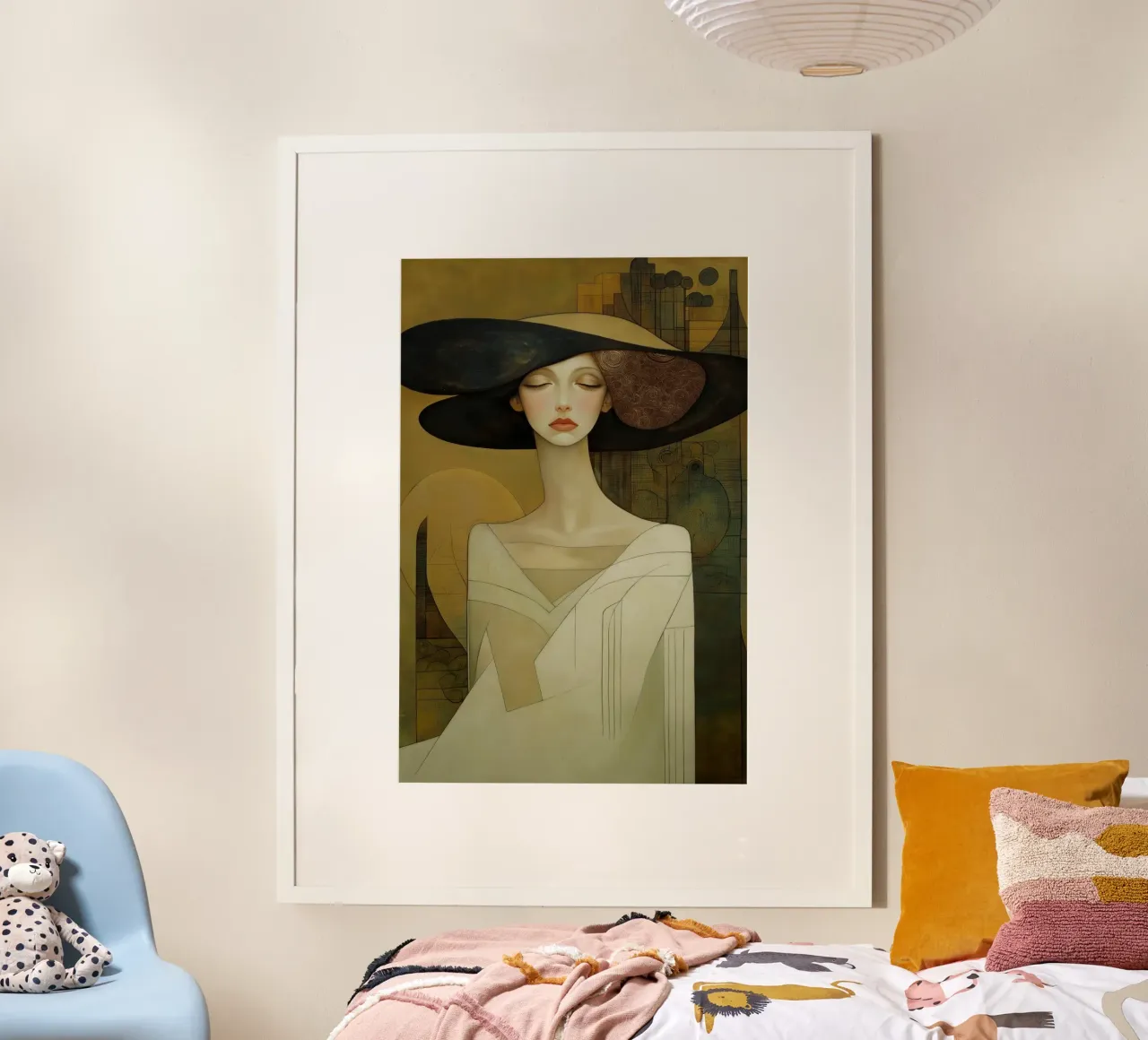 Donna con cappello poster con telaio in alluminio da Imagine