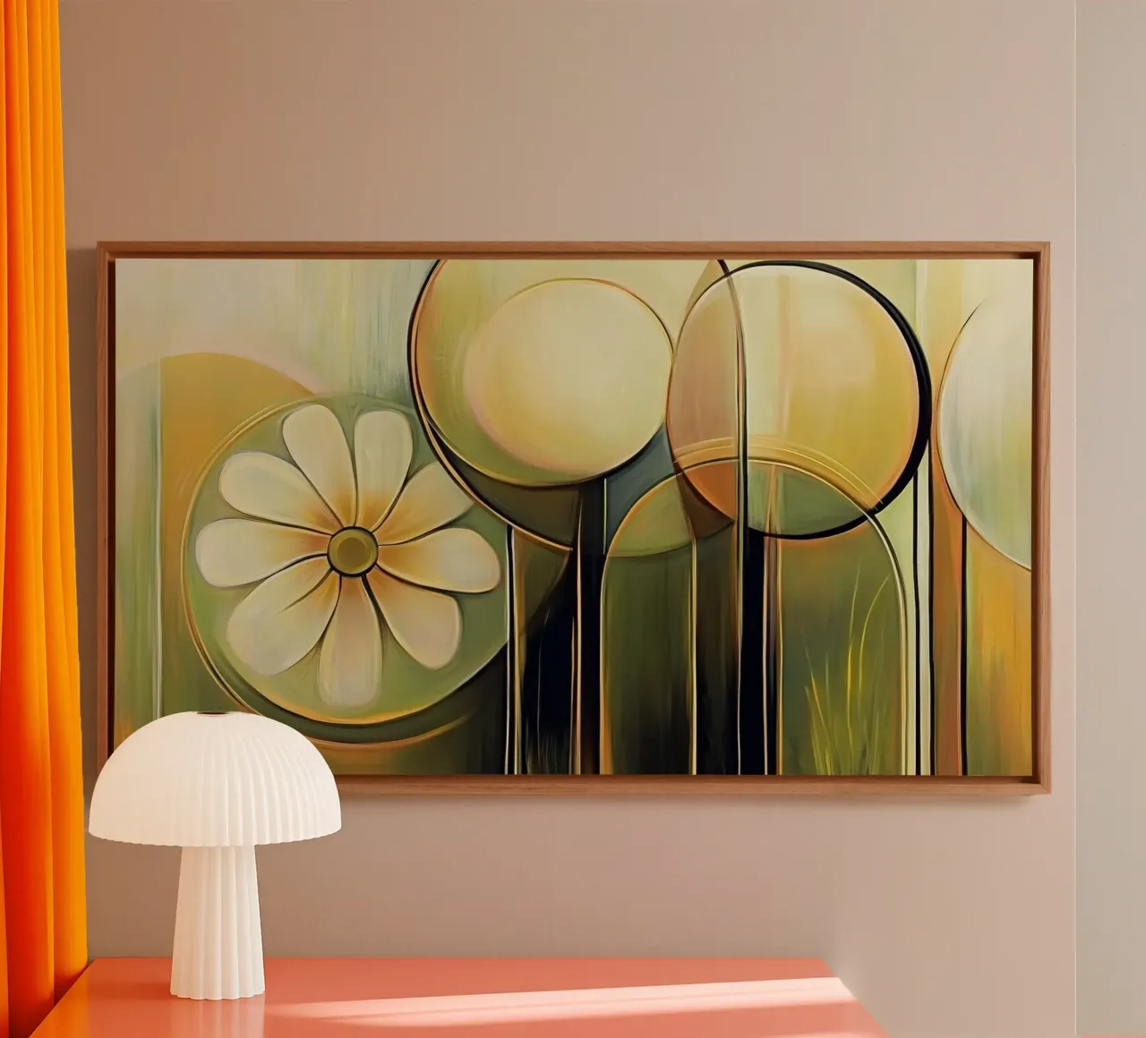 Bloemen abstract canvas met Baklijst van Imagine