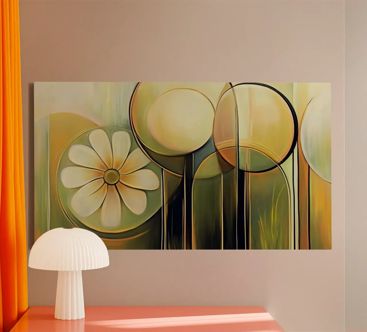Bloemen abstract canvas met Baklijst van Imagine