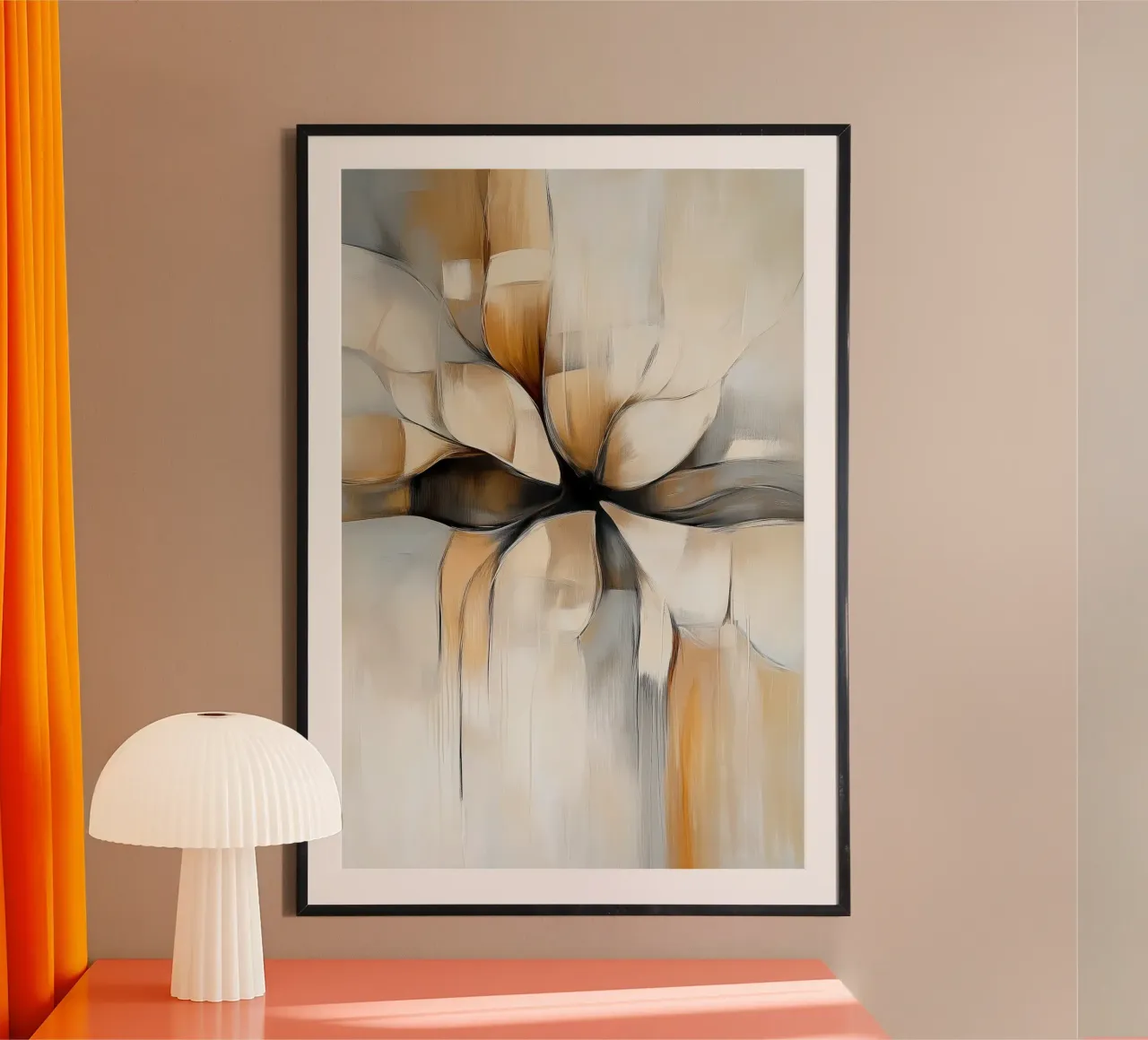 Organico nei colori tortora poster con telaio in legno da Imagine