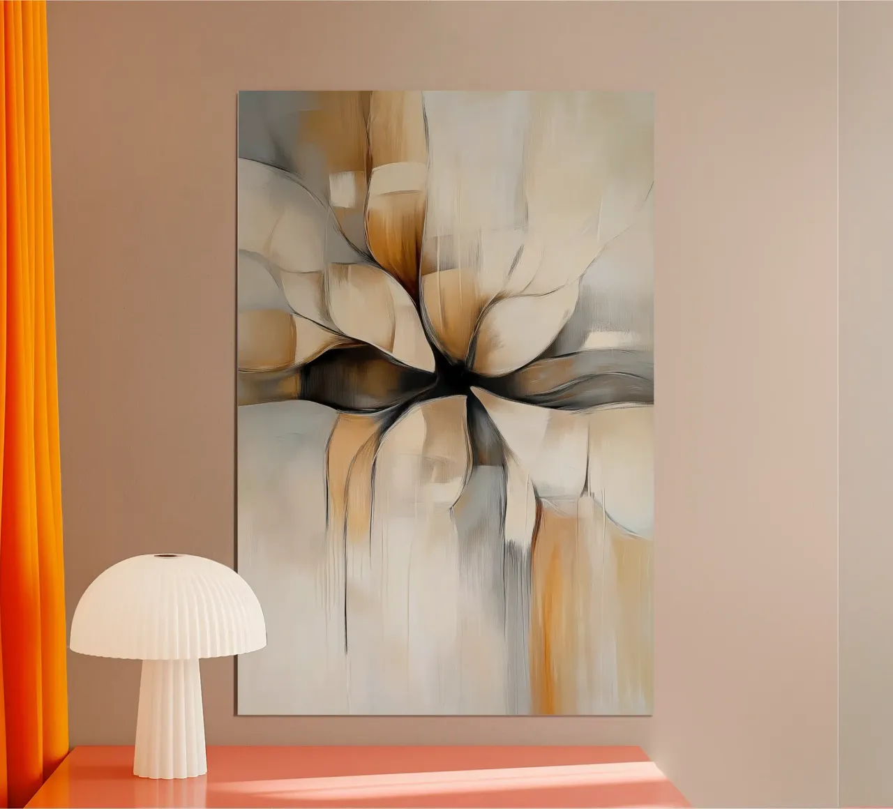 Organico nei colori tortora poster con telaio in legno da Imagine