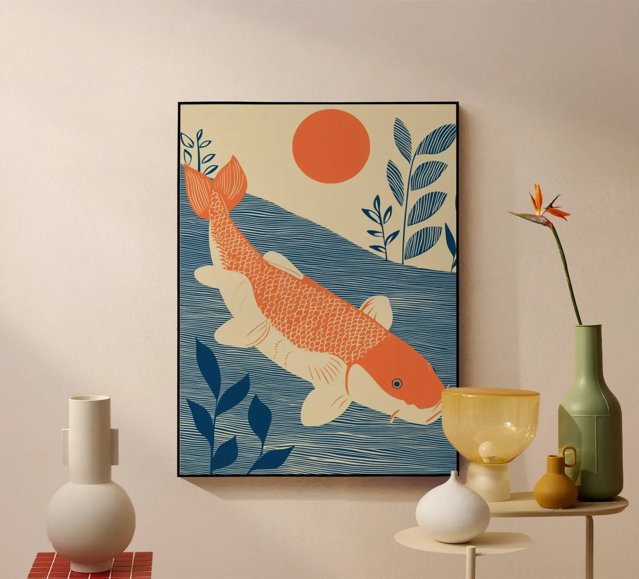 Boho Koi giapponese | Line Art plexiglass da Autofocus