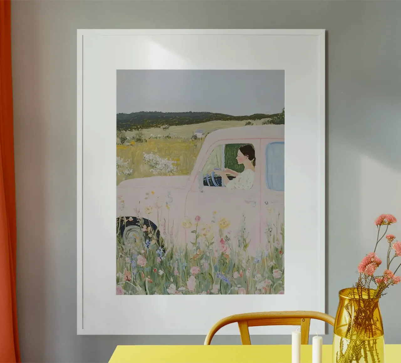 Stampa di campagna, Fiori di campo poster con telaio in alluminio da Little Lila