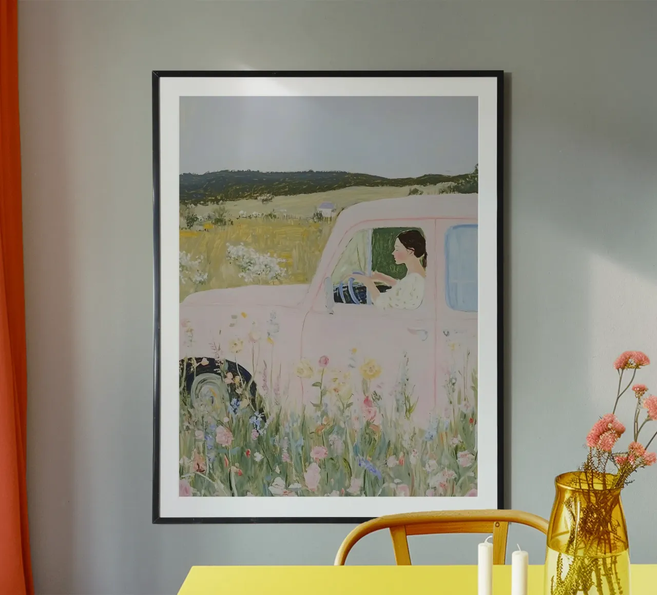 Stampa di campagna, Fiori di campo poster con telaio in alluminio da Little Lila