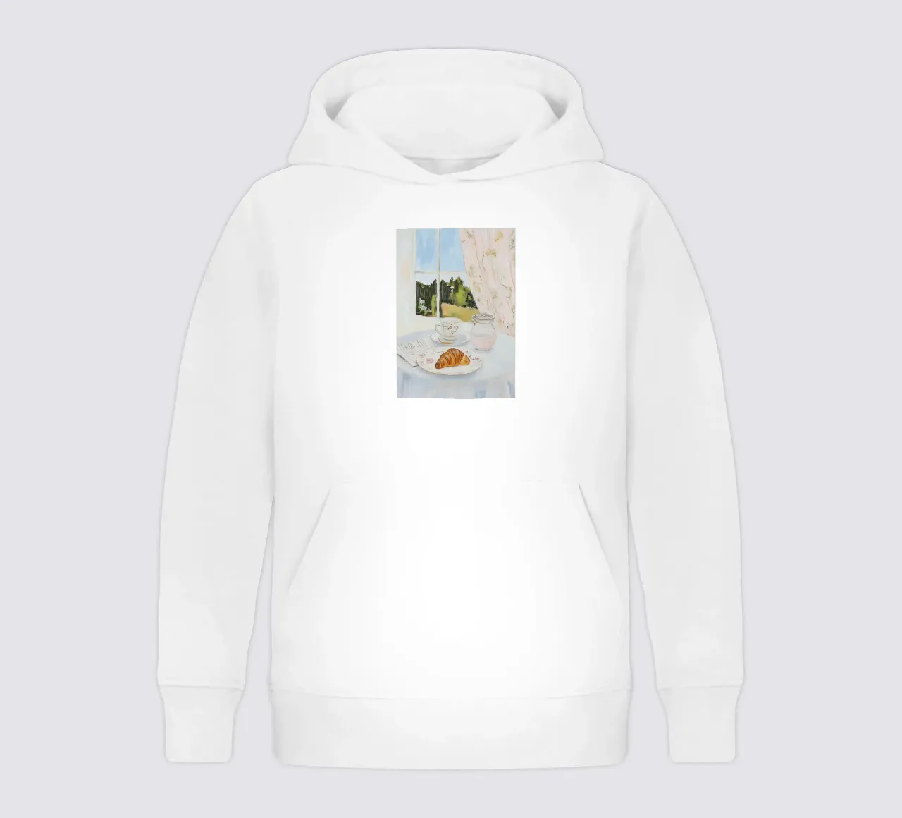 Poster per la colazione con croissant e caffè espresso felpa bambino con cappuccio da Little Lila
