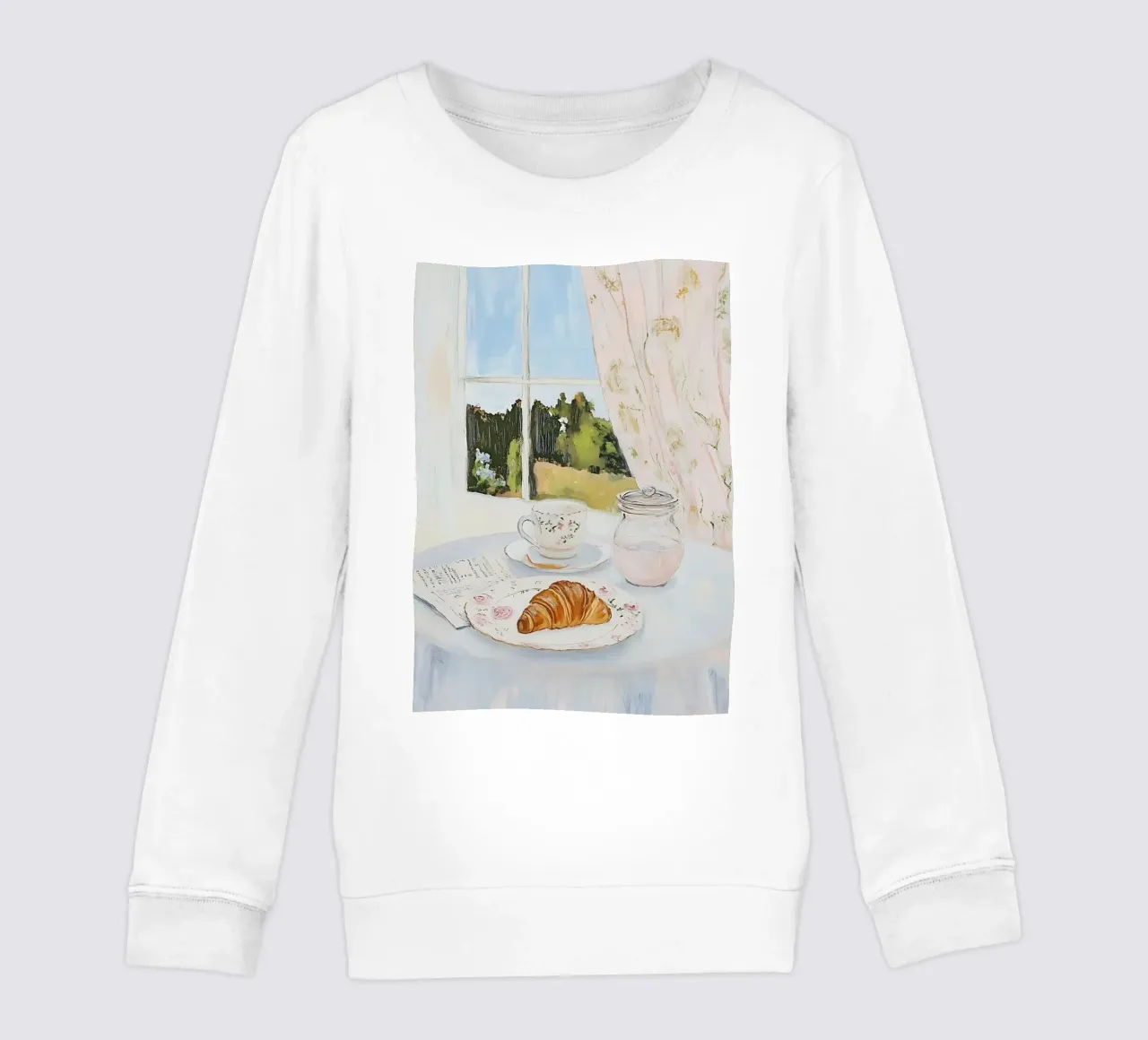 Poster per la colazione con croissant e caffè espresso felpa bambino da Little Lila