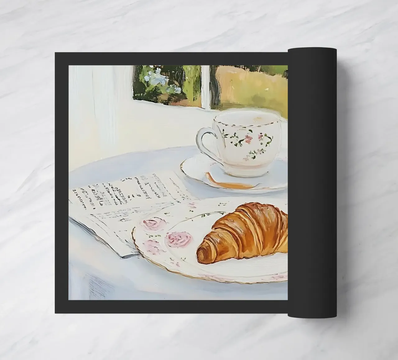 Poster per la colazione con croissant e caffè espresso zerbino da Little Lila