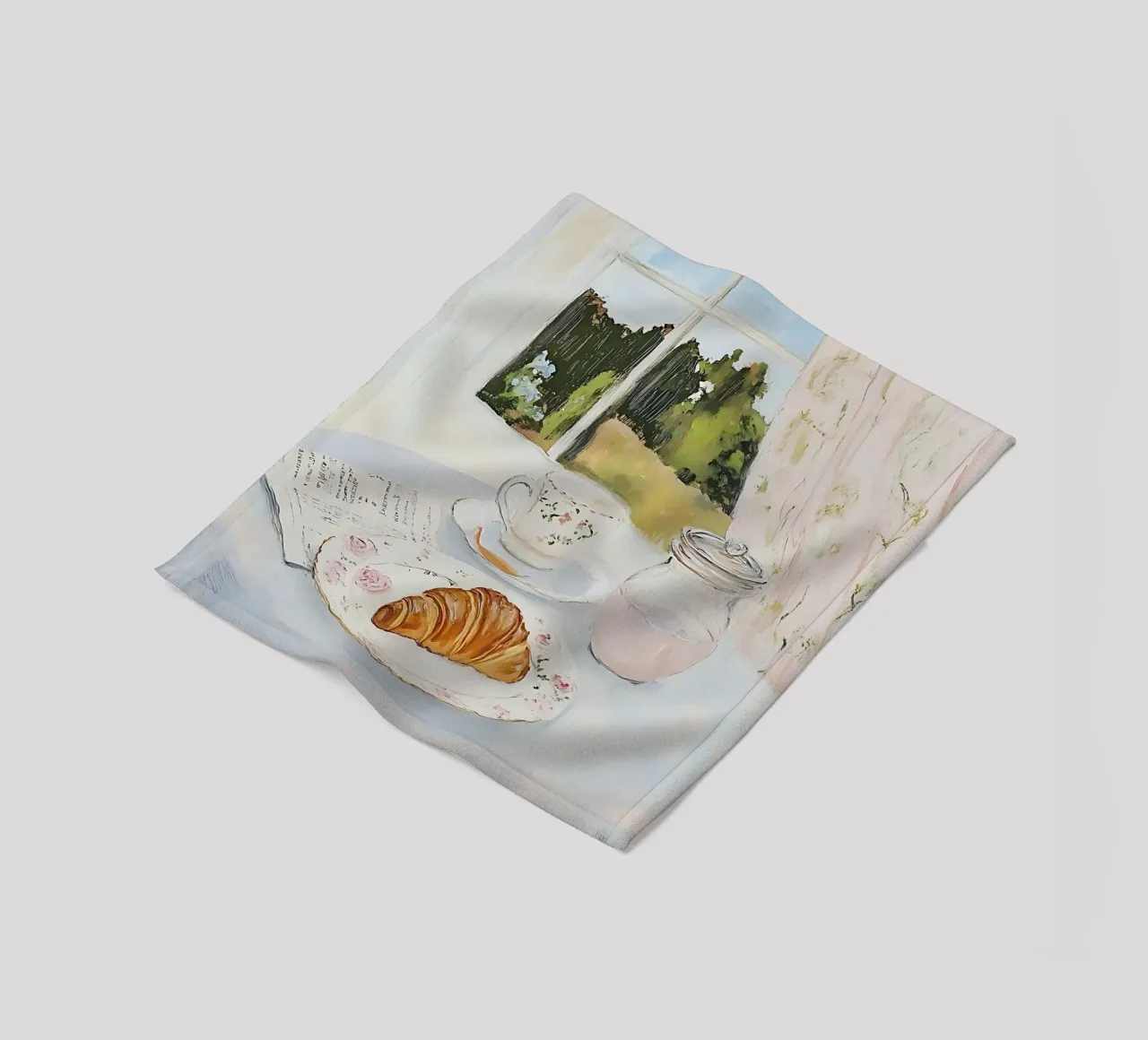 Poster per la colazione con croissant e caffè espresso coperta in pile da Little Lila