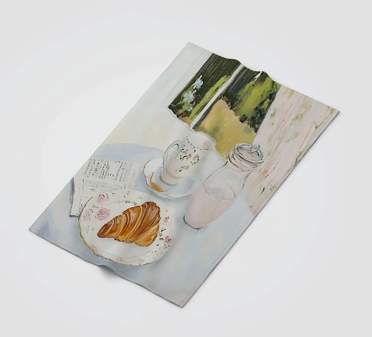 Poster per la colazione con croissant e caffè espresso coperta in pile da Little Lila