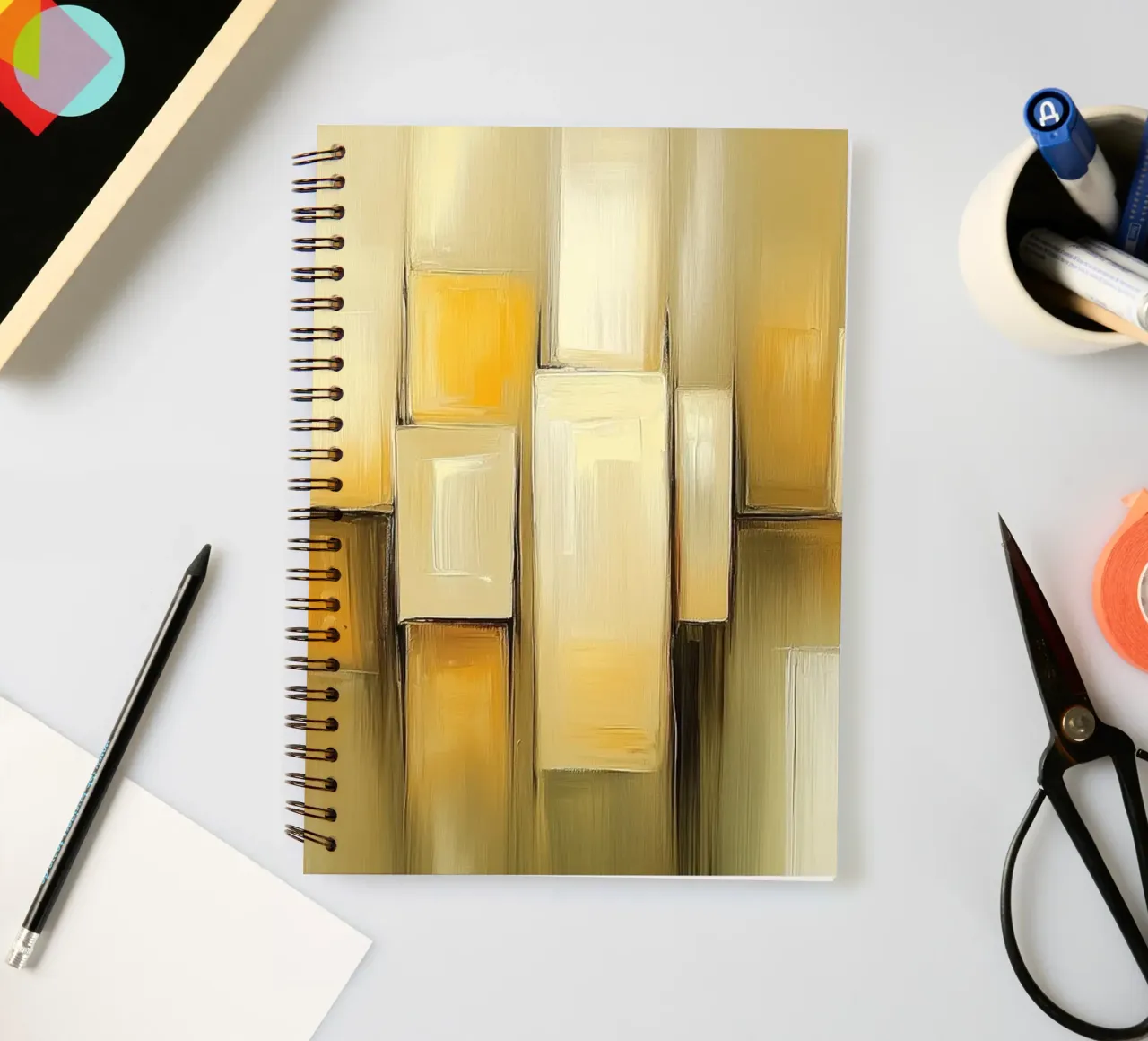 Abstract in honey colours spiral notebook by Imagine