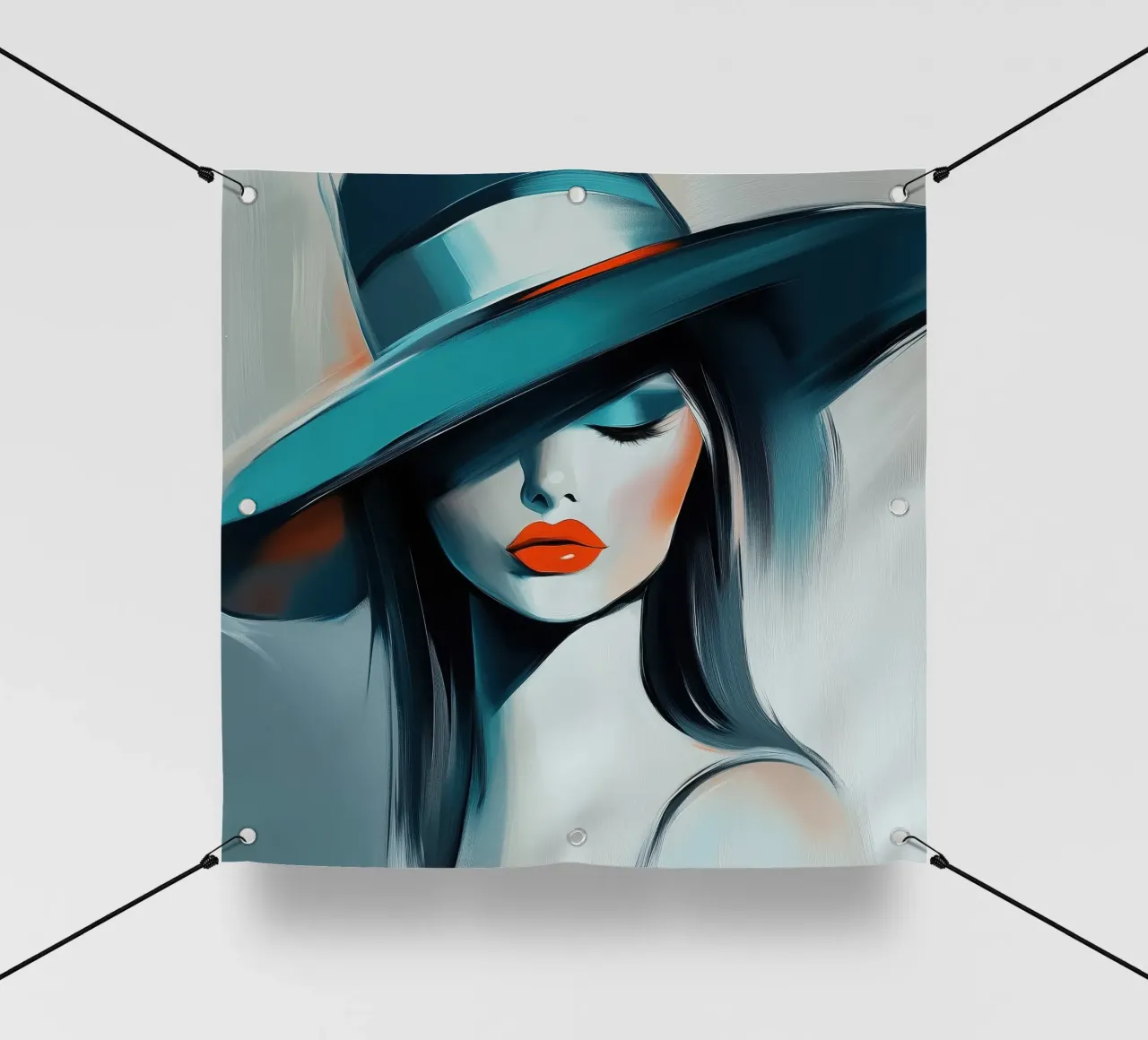 Donna con cappello telo in pvc da Imagine