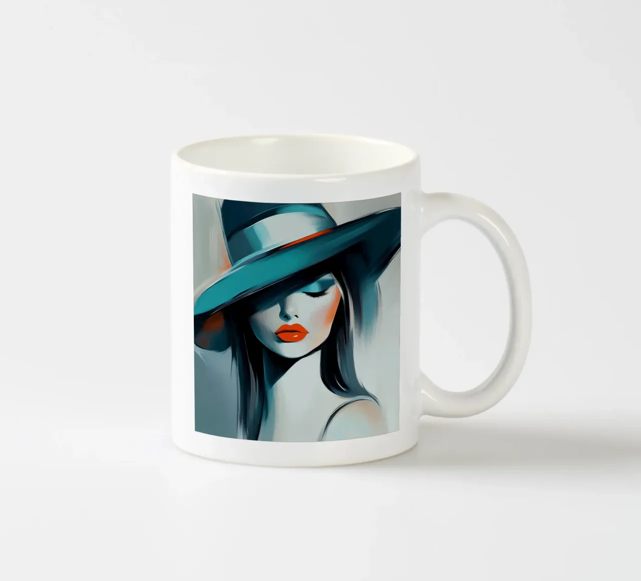 Donna con cappello tazza in ceramica da Imagine