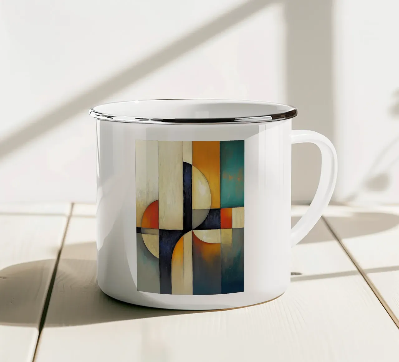 Abstrakte Formen Emaille Tasse von Imagine
