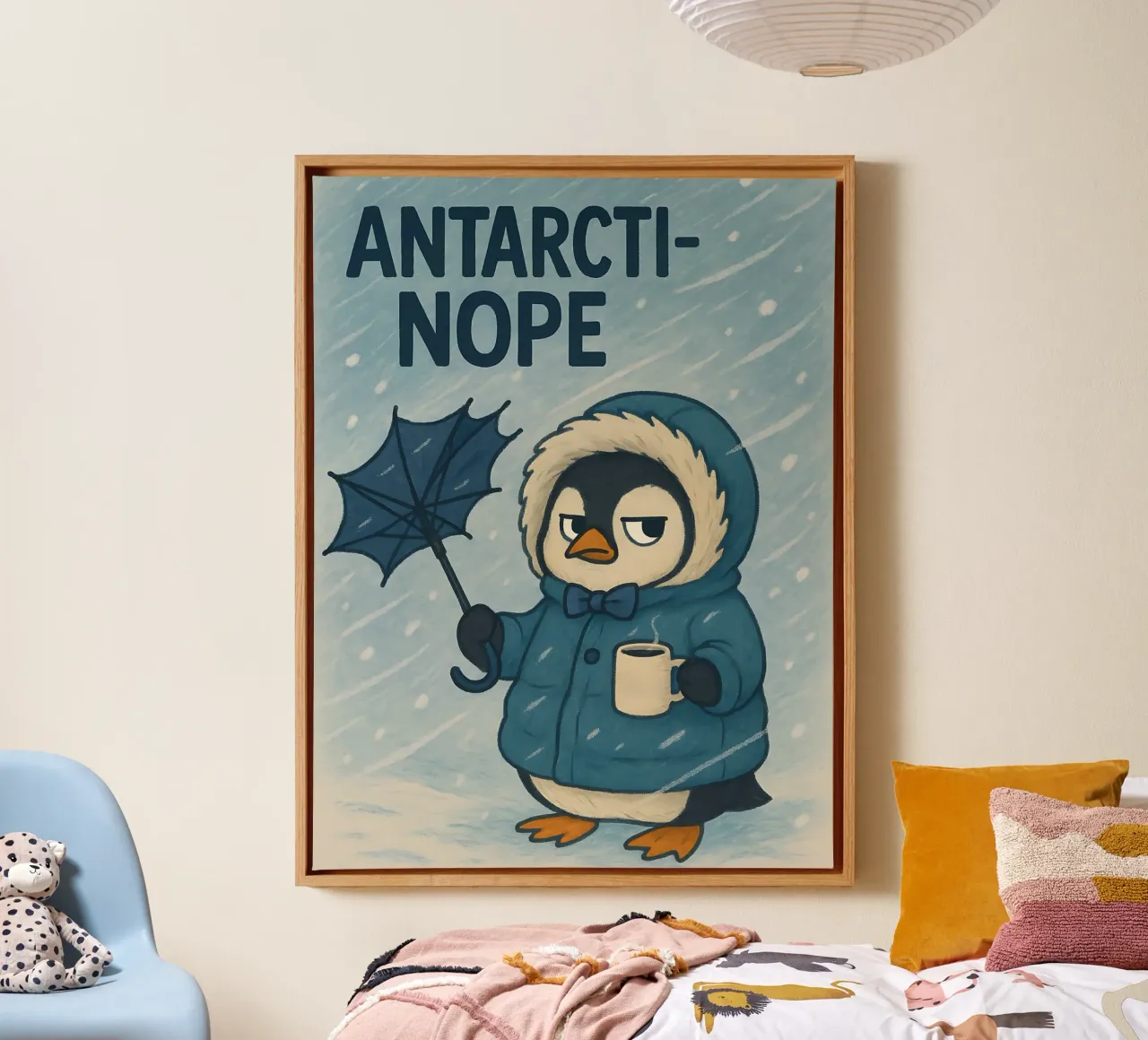 Funny Penguin Meme canvas with Floater frame by Funny Humor Art