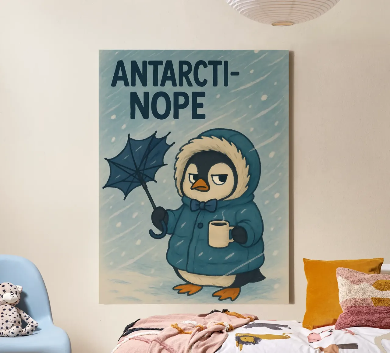 Funny Penguin Meme canvas with Floater frame by Funny Humor Art