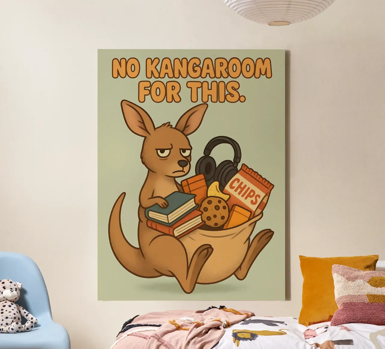 Grappige kangoeroe meme canvas met Baklijst van Funny Humor Art