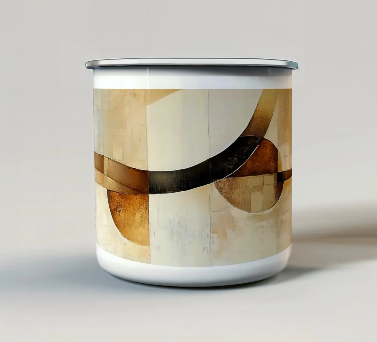 Bruine vormen abstract emaille mok van Imagine