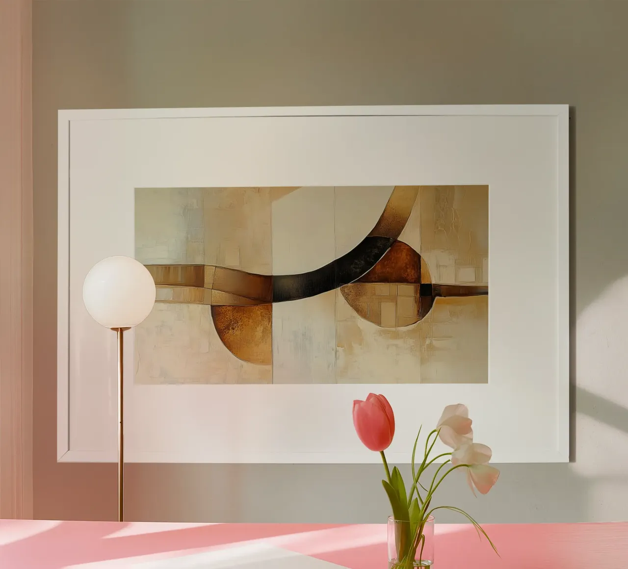 Forme marroni astratte poster con telaio in alluminio da Imagine