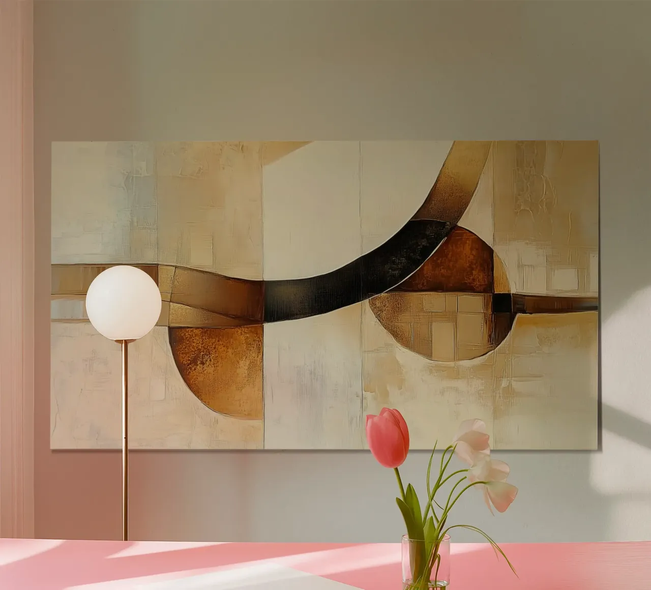 Forme marroni astratte poster con telaio in alluminio da Imagine
