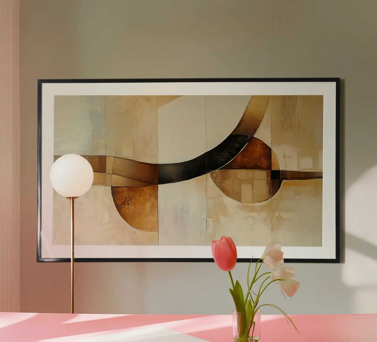 Forme marroni astratte poster con telaio in alluminio da Imagine
