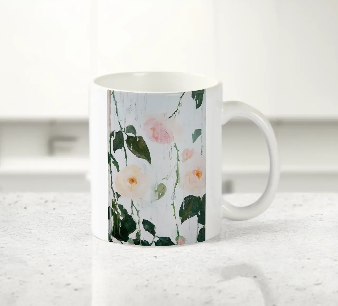 Abstracte Rozenprint, Bloemen Poster keramische mok van Little Lila