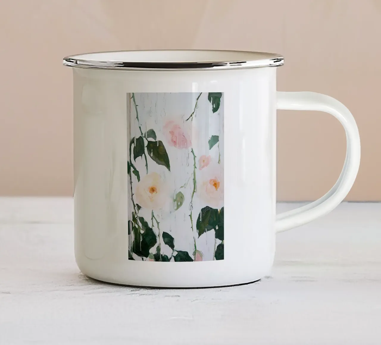Stampa astratta di rose, poster floreale tazza in smalto da Little Lila