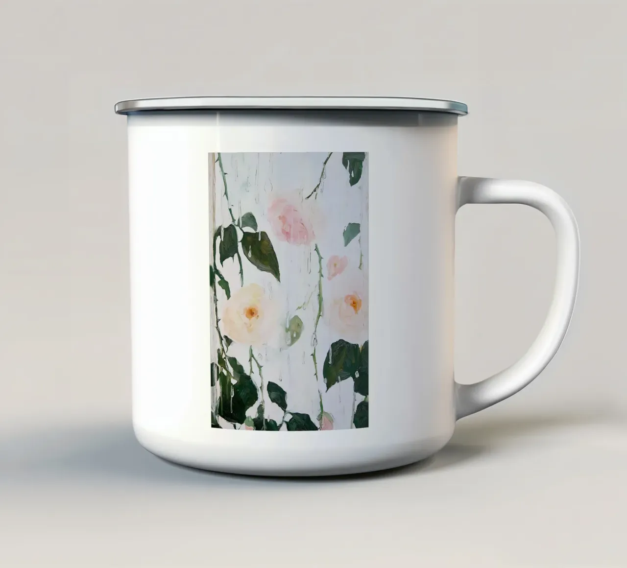 Stampa astratta di rose, poster floreale tazza in smalto da Little Lila