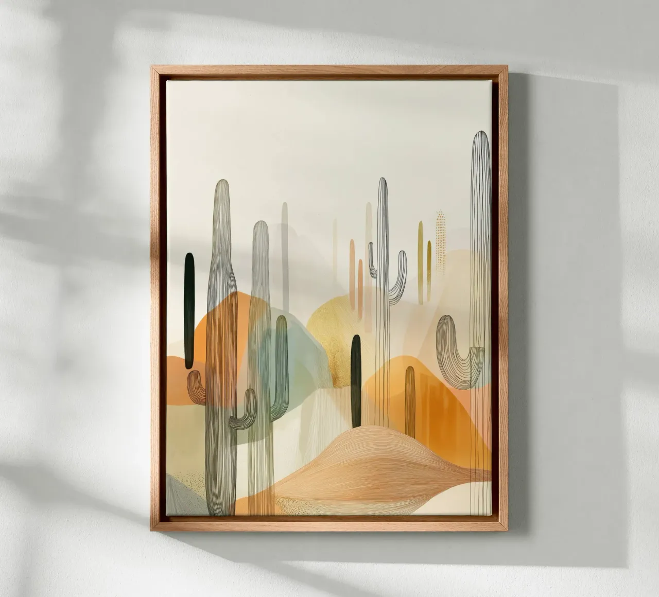 Cactus desert canvas with Floater frame by Imagine