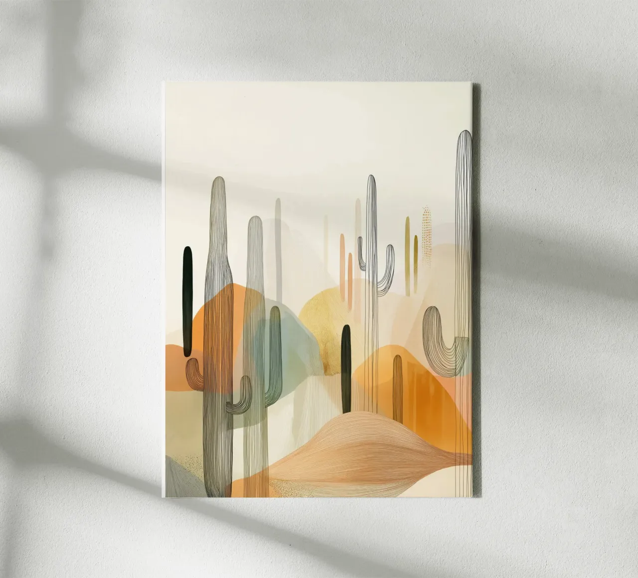 Cactus desert canvas with Floater frame by Imagine