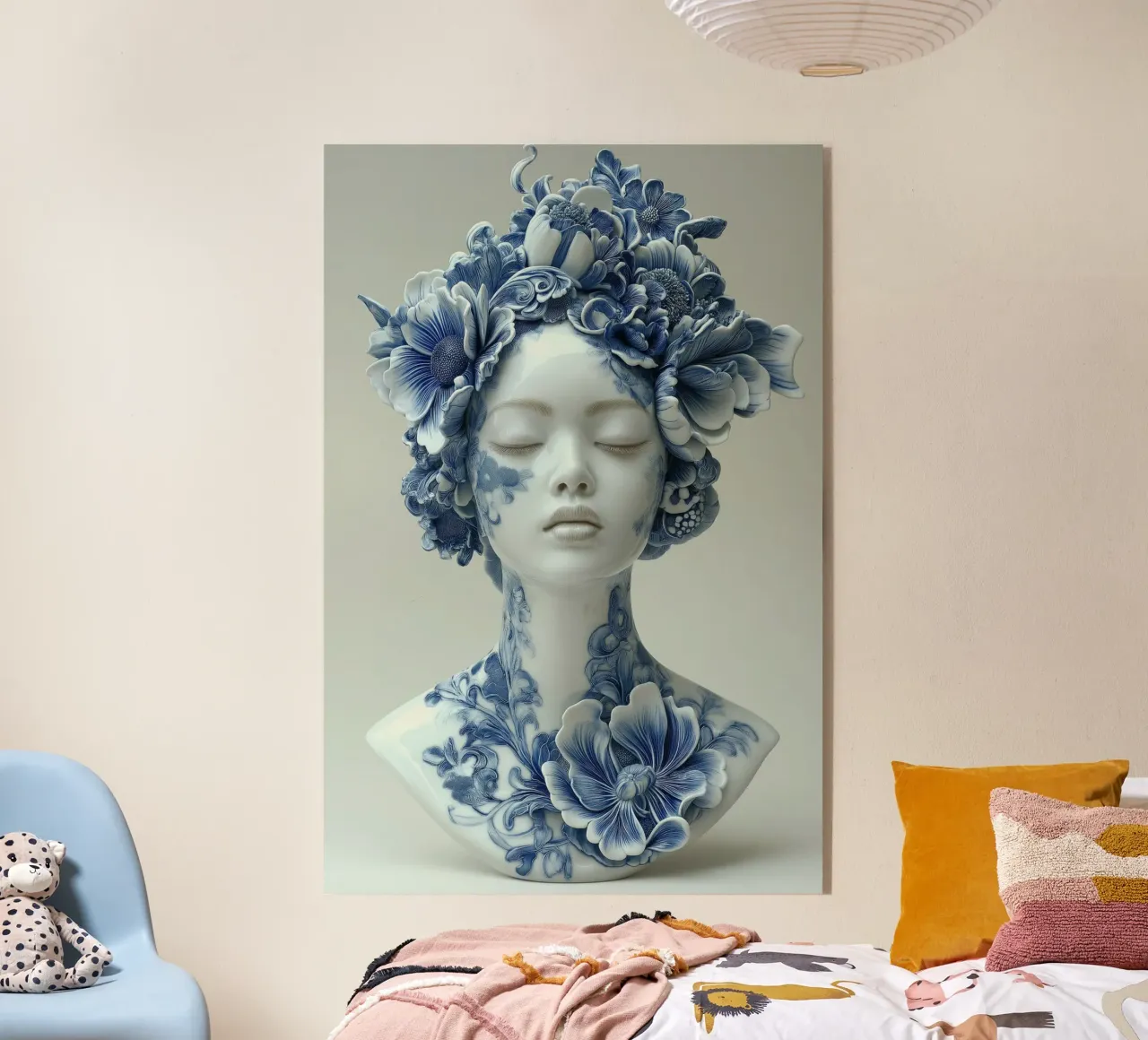 Vrouw in Delfts blauw plexiglass da Imagine
