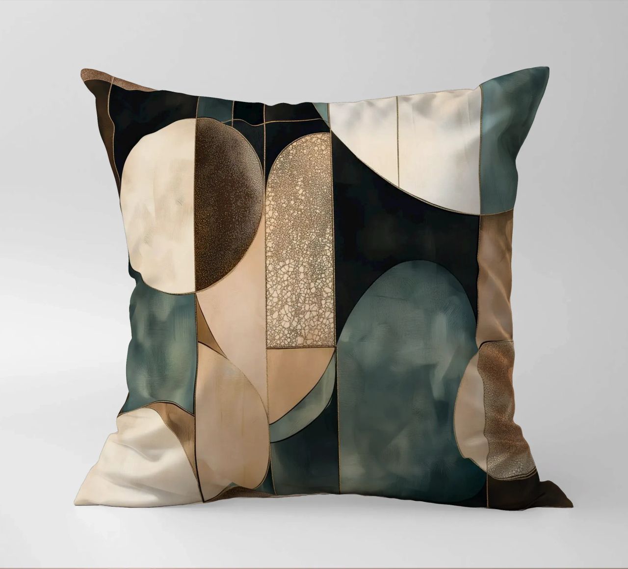 Abstract shapes in dark colours decorative cushion by Imagine
