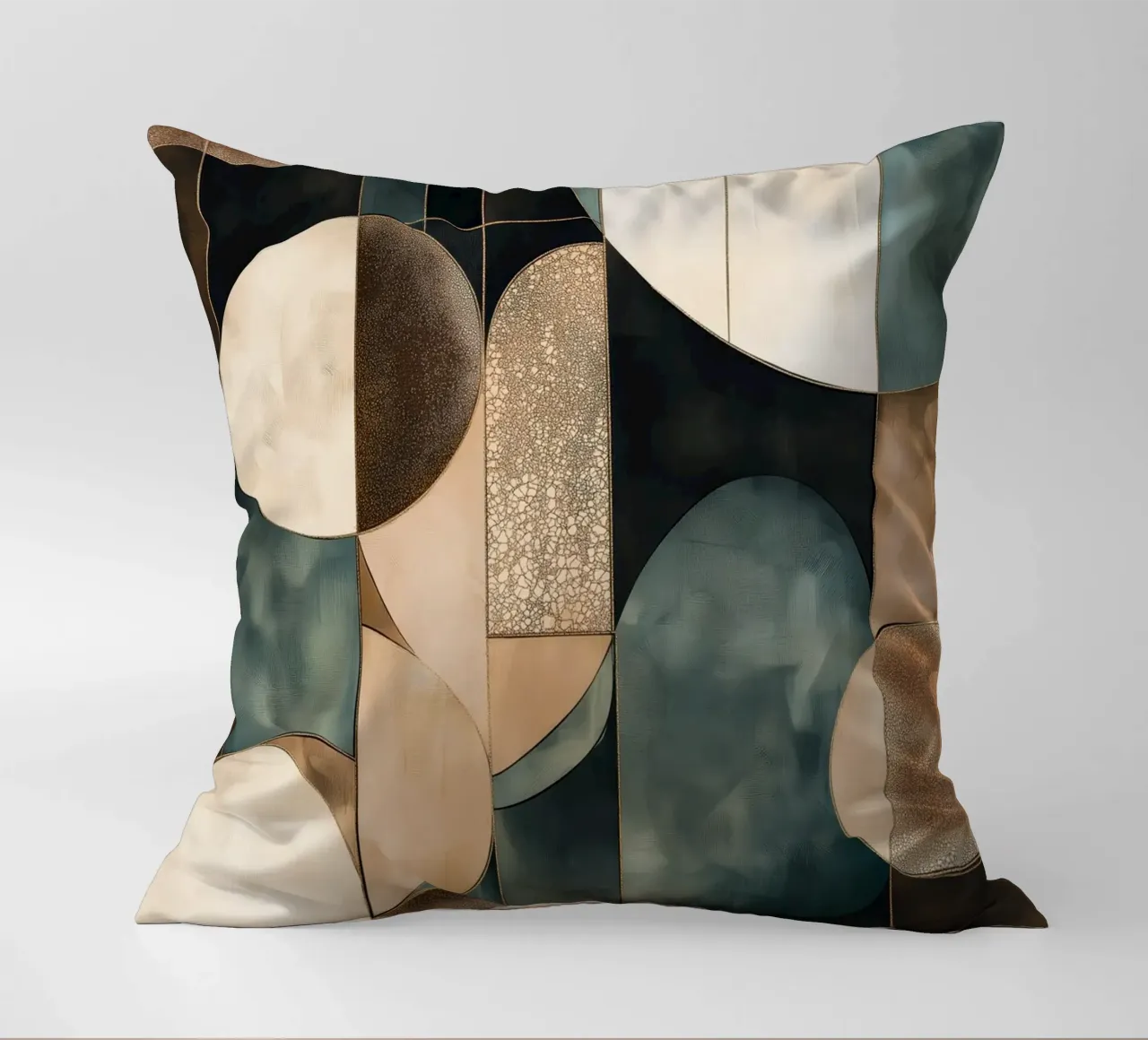 Abstract shapes in dark colours decorative cushion by Imagine