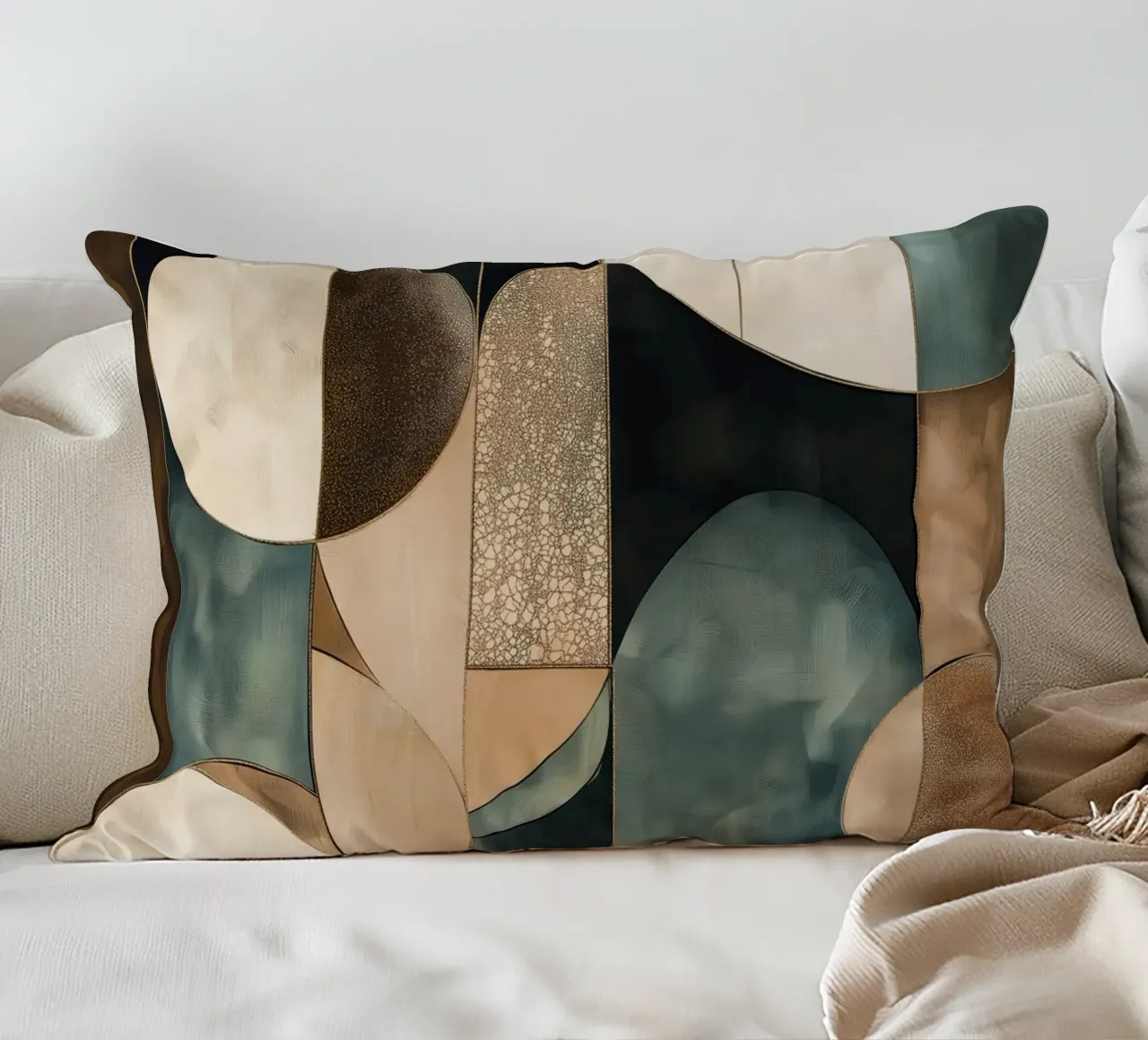 Abstracte vormen in donkere kleuren kussen van Imagine