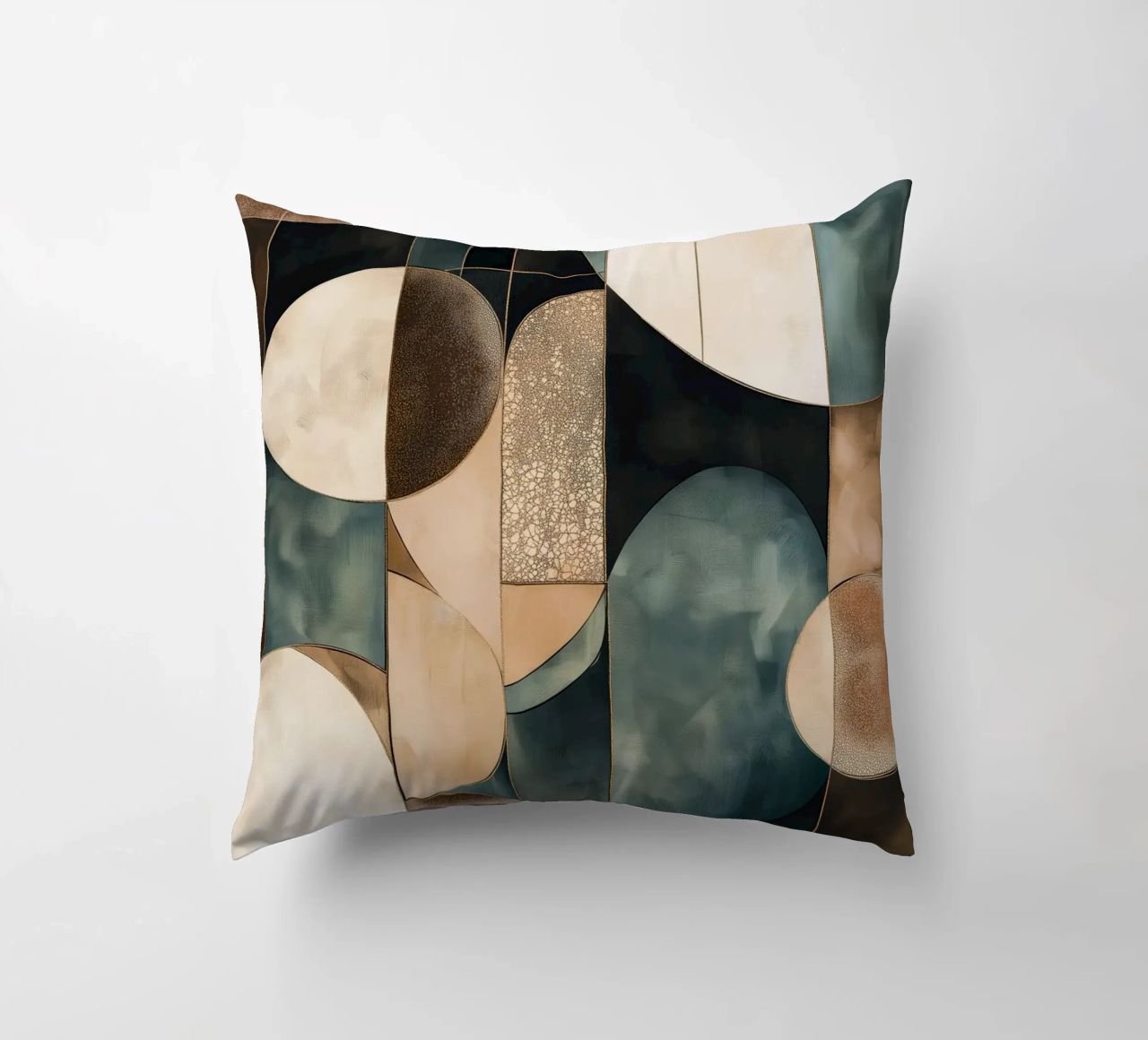 Abstract shapes in dark colours decorative cushion by Imagine